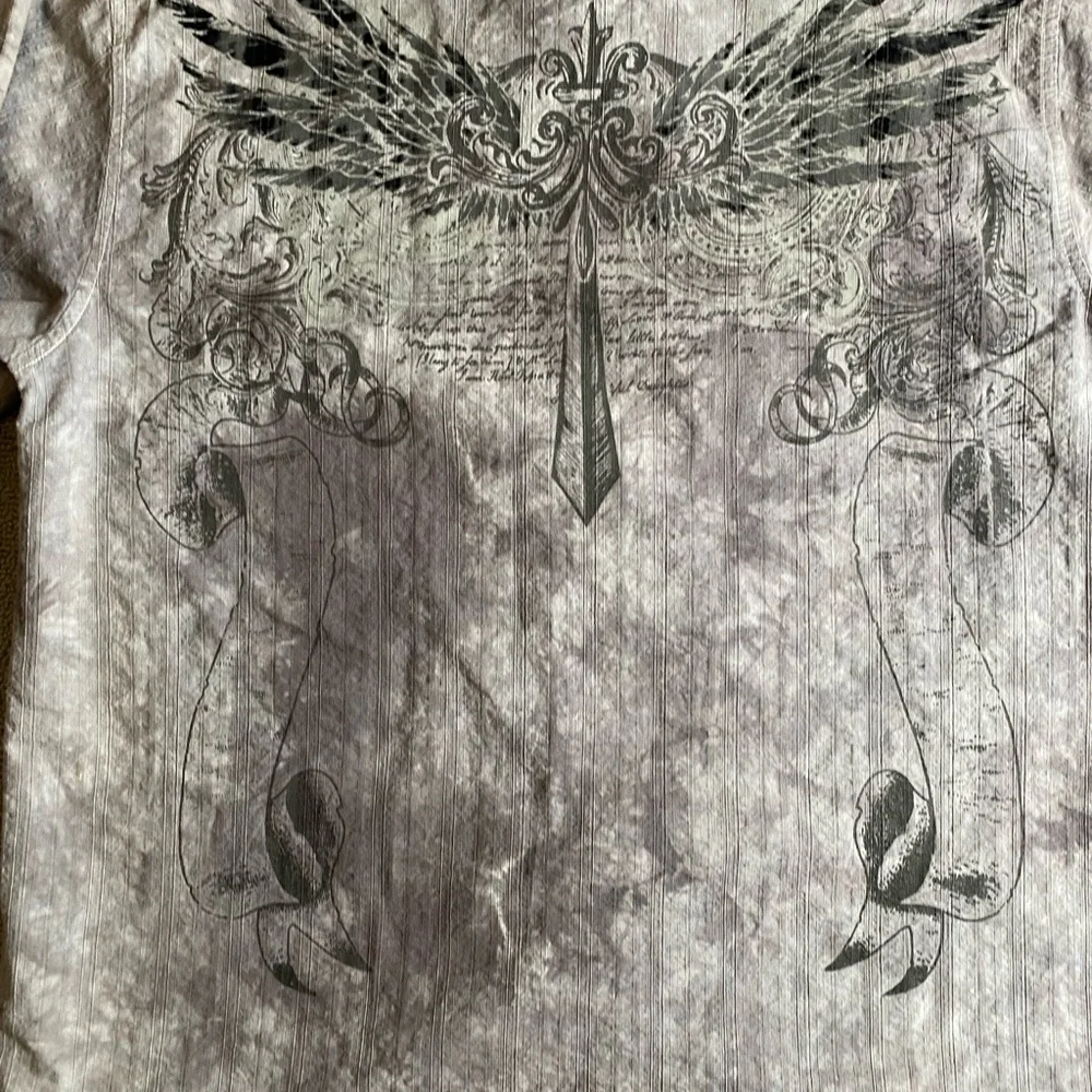 Men's Eighty Eight Gray Button Down Y2K Vintage Affliction Inspired Bikercore - Picture 4 of 6